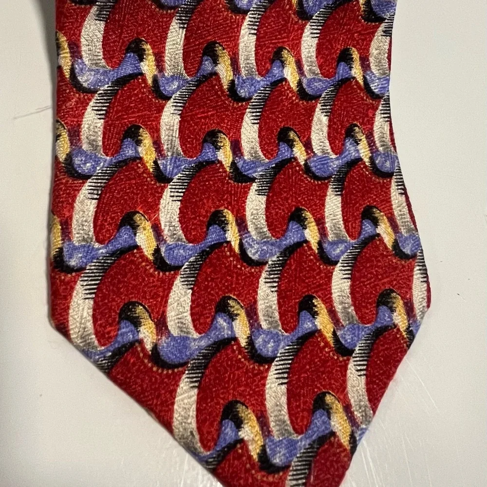 Robert Talbott Studio Preppy Classic Chic Print Necktie, Red + vibrant pattern.